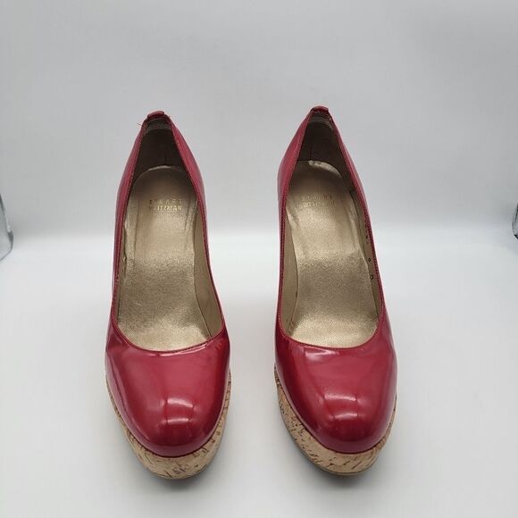 STUART WEITZMAN Corkswoon Patent Wedge Pump Pimento Size 8 Medium - Picture 11 of 11